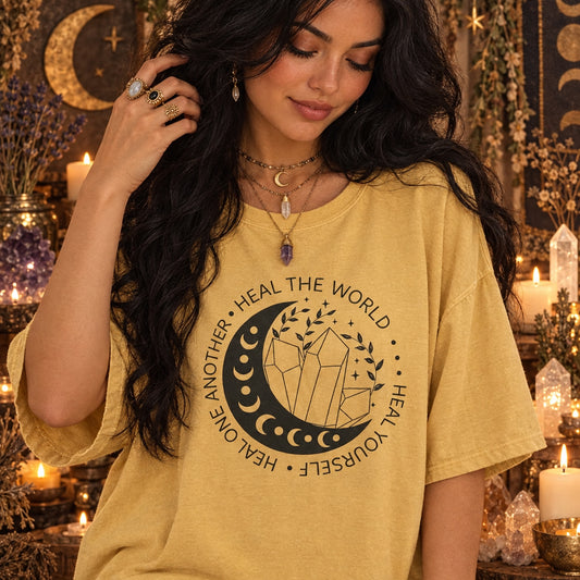 Crystal Cluster Healer Shirt, Mystical Shirt ,Yoga Shirt, Healing Moon Shirt, Spirituality Shirt, Meditation Shirt, Manifestation Shirt