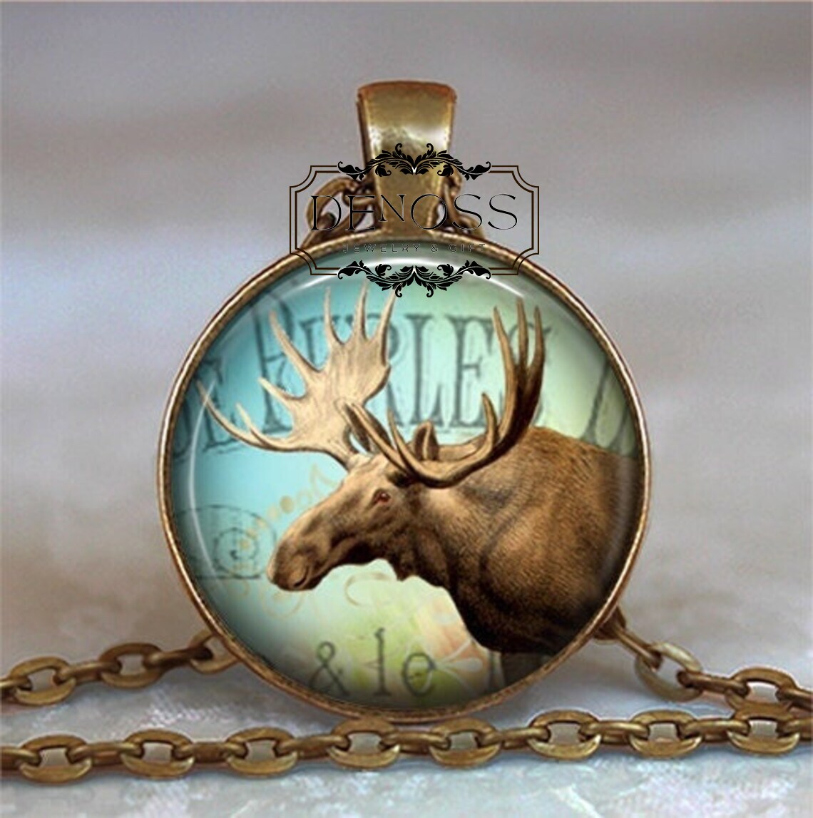 Cute Moose necklace,Moose art pendant,animal lover,nature or wilderness gift