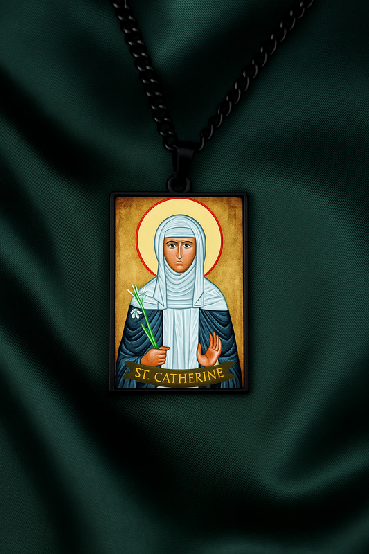 St.Catherine,Christian necklace,Priest necklace,Saints necklace,Gift necklace