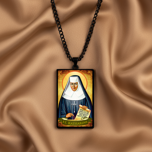 St.Katharine,Christian necklace,Priest necklace,Saints necklace,Gift necklace