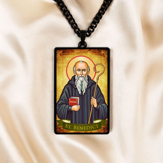St.Benedict,Christian necklace,Priest necklace,Saints necklace,Gift necklace