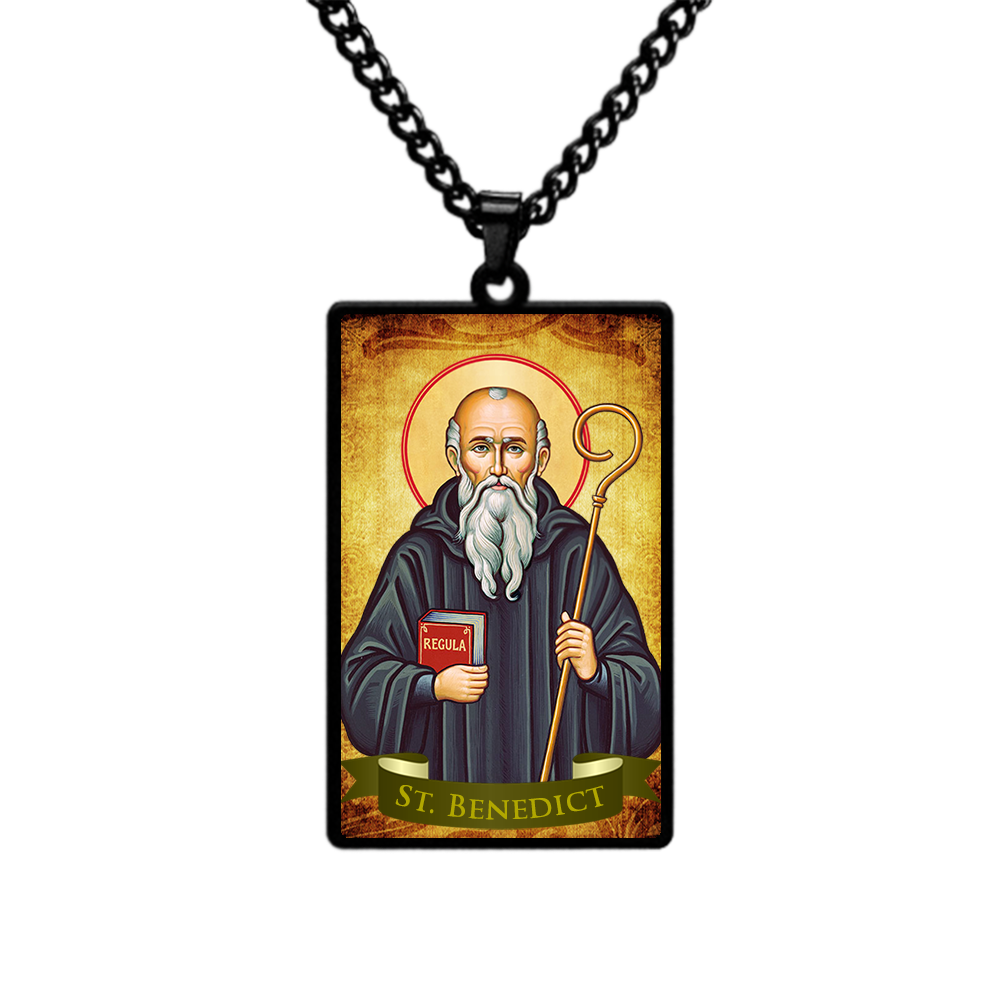 St.Benedict,Christian necklace,Priest necklace,Saints necklace,Gift necklace