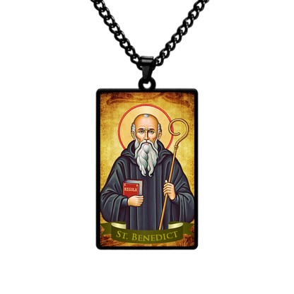 St.Benedict,Christian necklace,Priest necklace,Saints necklace,Gift necklace