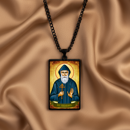 St.Sharbel,Christian necklace,Priest necklace,Saints necklace,Gift necklace