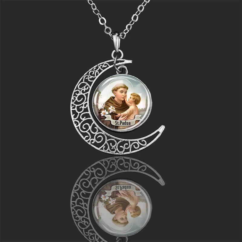 St.Padua,Christian necklace,Priest necklace,Saints Crescent necklace,Gift necklace
