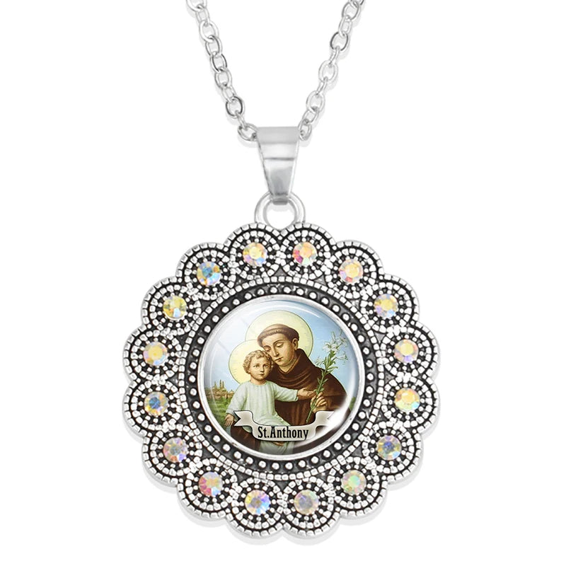 St.Anthony necklace,Christian choker necklace,Christmas Gift