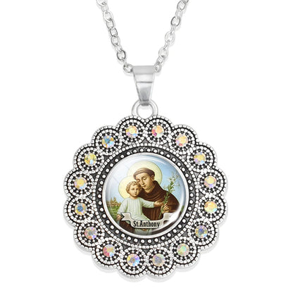 St.Anthony necklace,Christian choker necklace,Christmas Gift