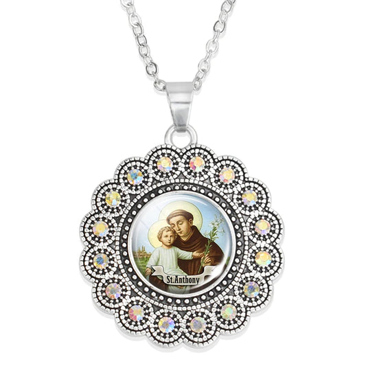 St.Anthony necklace,Christian choker necklace,Christmas Gift