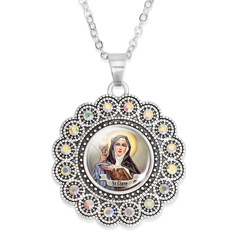 St.Clare necklace,Christian choker necklace,Christmas Gift
