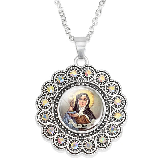 St.Clare necklace,Christian choker necklace,Christmas Gift