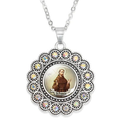 St.Francis necklace,Christian choker necklace,Christmas Gift