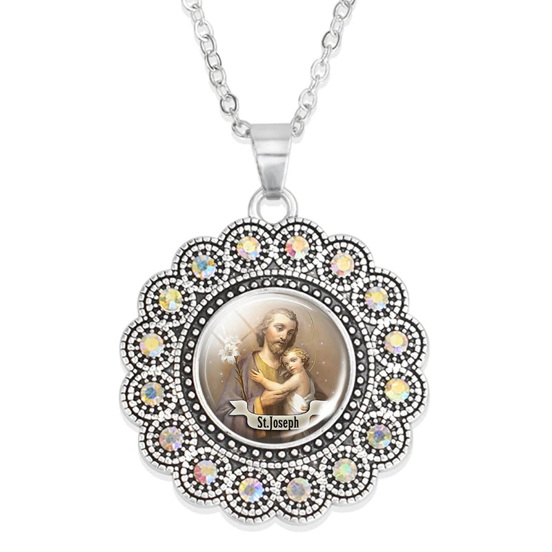 St.Joseph necklace,Christian choker necklace,Christmas Gift