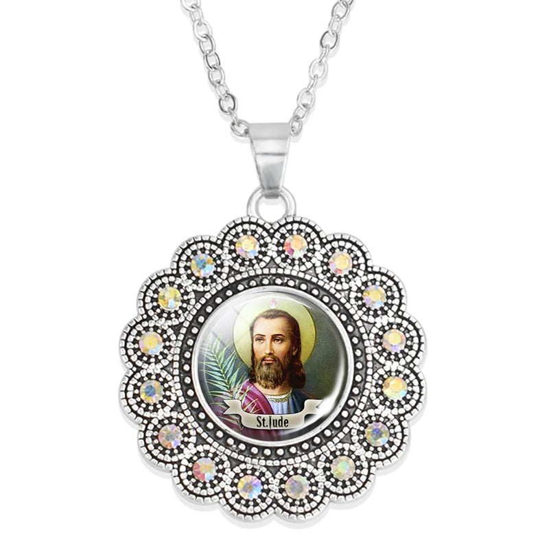 St.Jude necklace,Christian choker necklace,Christmas Gift