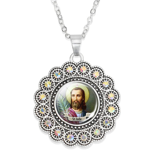 St.Jude necklace,Christian choker necklace,Christmas Gift