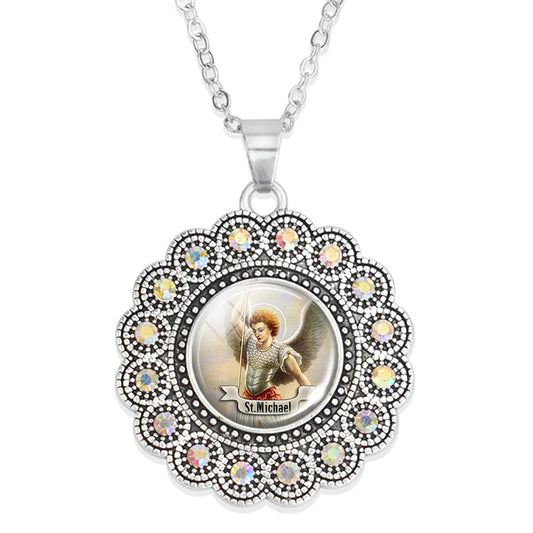 St.Michael necklace,Christian choker necklace,Christmas Gift