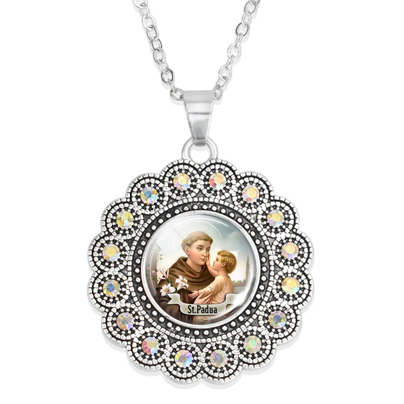 St.Padua necklace,Christian choker necklace,Christmas Gift