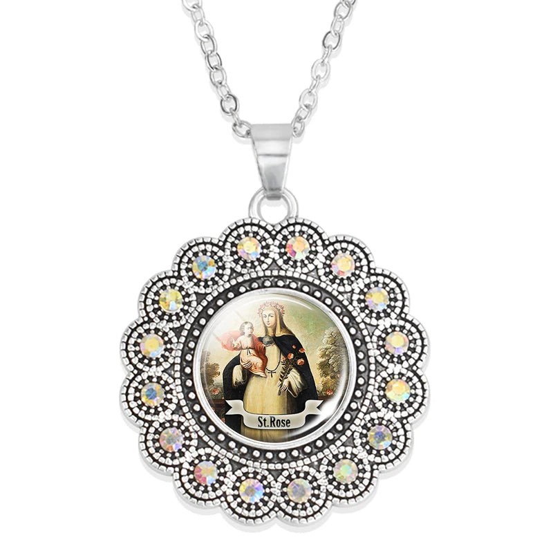 St.Rose necklace,Christian choker necklace,Christmas Gift