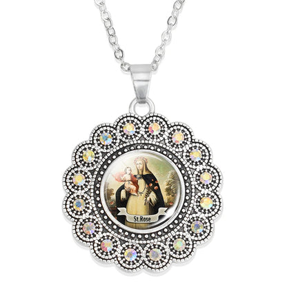 St.Rose necklace,Christian choker necklace,Christmas Gift