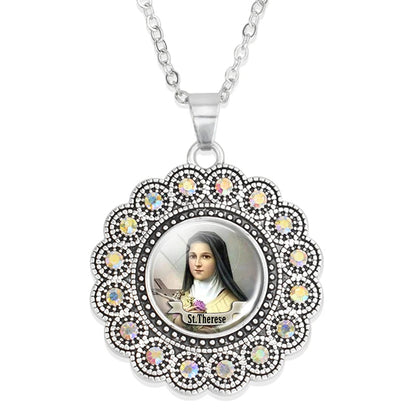 St.Therese necklace,Christian choker necklace,Christmas Gift
