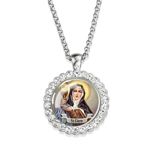 St.Clare Necklace,Christian Necklace,Religious Jewelry