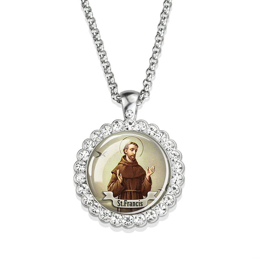 St.Francis Necklace,Christian Necklace,Religious Jewelry