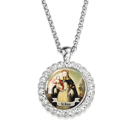 St.Rose Necklace,Christian Necklace,Religious Jewelry