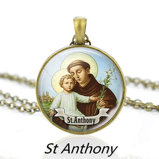 St.Anthony Pendant Necklace,Christian Necklace,Religious Jewelry