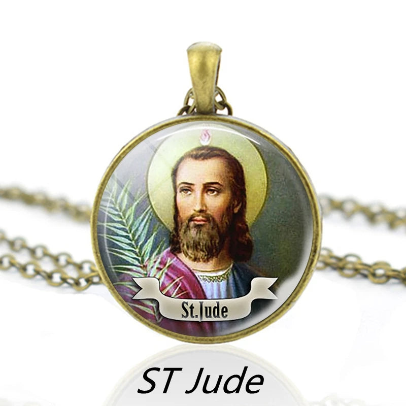 St.Jude Pendant Necklace,Christian Necklace,Religious Jewelry