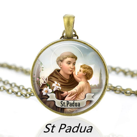 St.Padua Pendant Necklace,Christian Necklace,Religious Jewelry