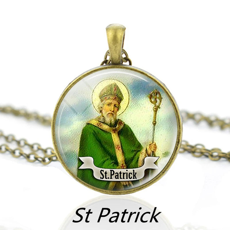 St.Patrick Pendant Necklace,Christian Necklace,Religious Jewelry
