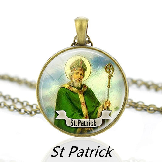 St.Patrick Pendant Necklace,Christian Necklace,Religious Jewelry