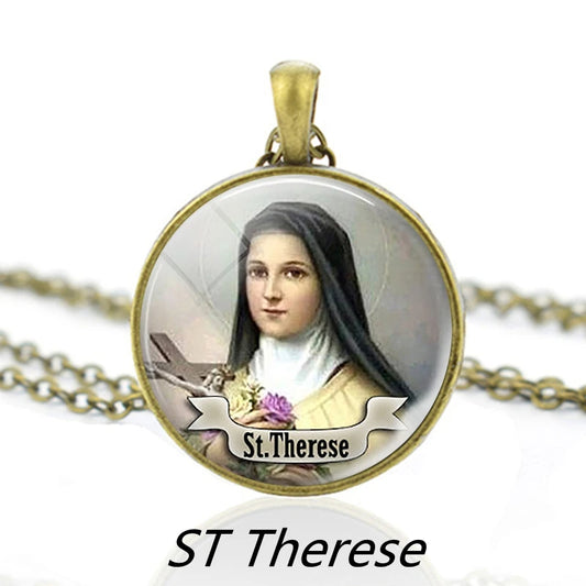 St.Therese Pendant Necklace,Christian Necklace,Religious Jewelry