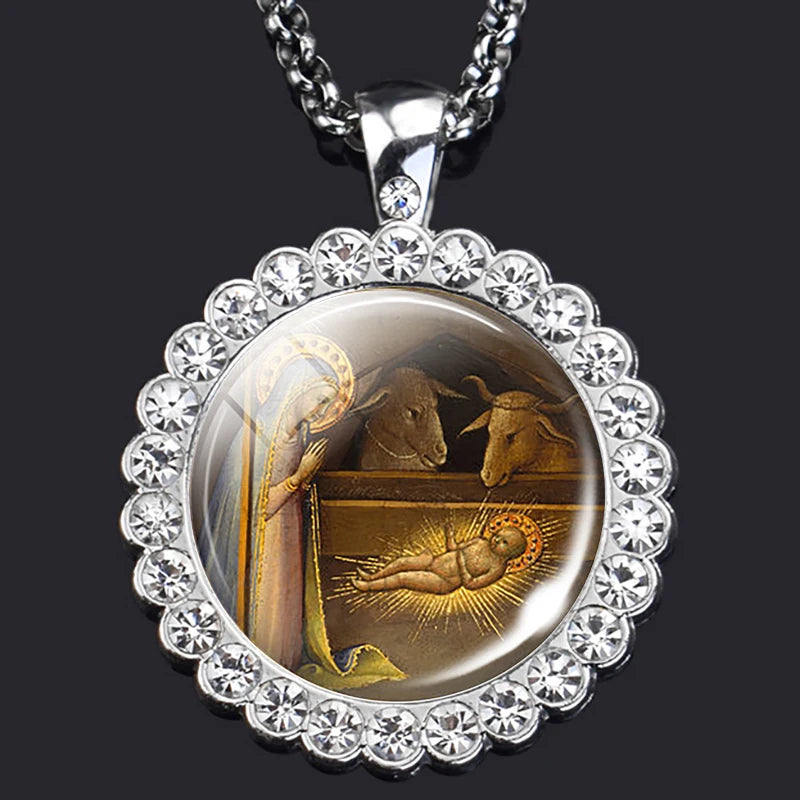 The Adoration of the Child by Gerard van Honthorst Christian necklace,Priest necklace,Gift necklace