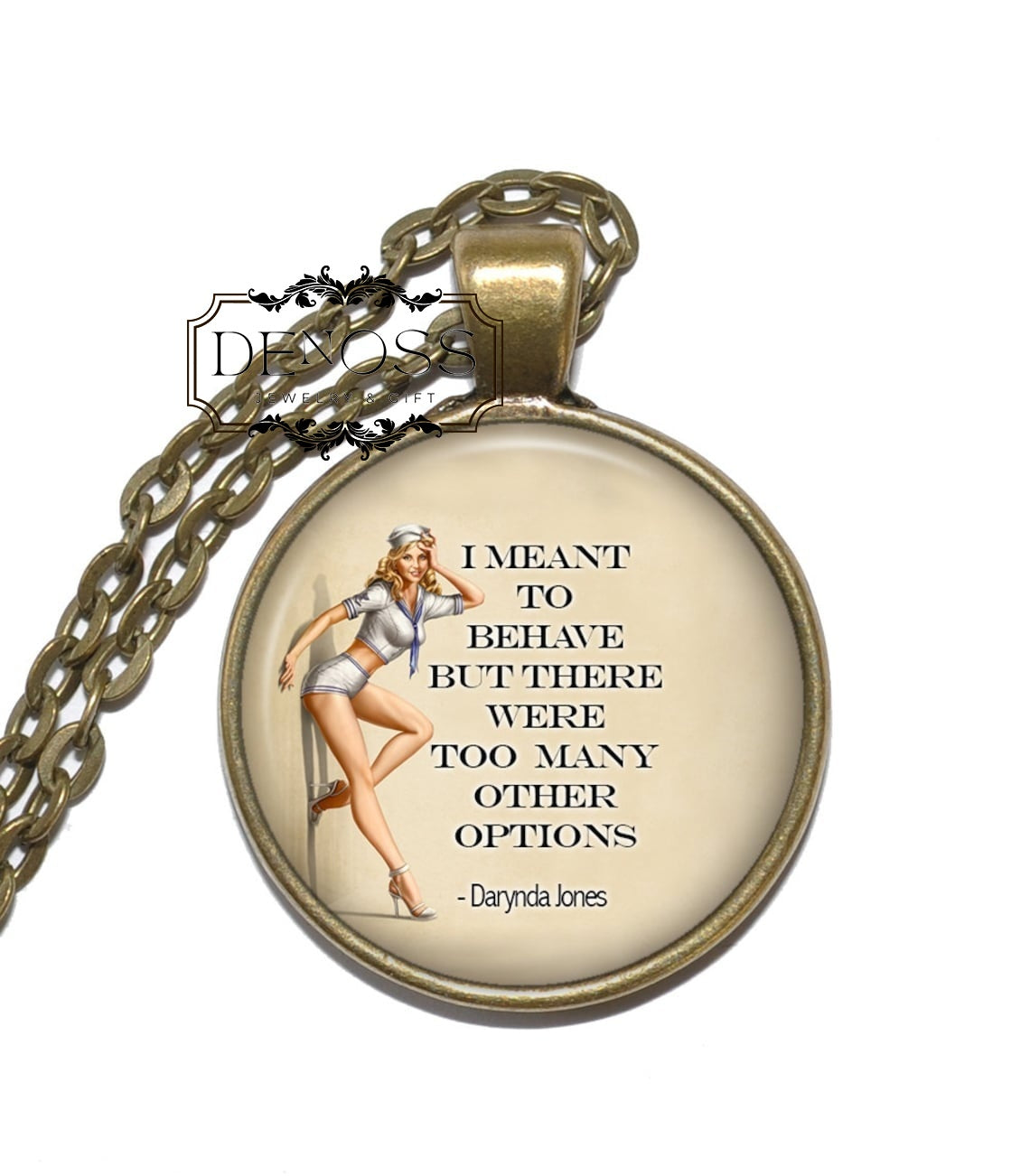 DARYNDA JONES QUOTE Necklace,Art Pendant Necklace,Inspirational Necklace,Glass Pendant,Handmade Jewelry