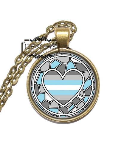 DEMIBOY Necklace,Pride,Symbol,Flag LGBTQ,Nickel free,Art Pendant Necklace,Glass Pendant Handmade Jewelry