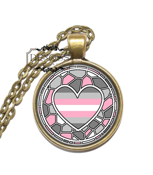 DEMIGIRL Necklace,Pride,Symbol,Flag,LGBTQ,Nickel free,Art Pendant Necklace,Glass Pendant,Handmade Jewelry - Denoss