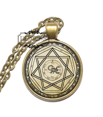 DEVIL'S TRAP Necklace,Symbol,Grimoire,Lesser Key of Solomon,Mystical Symbol,Powerful,Glass Pendant,Art Pendant Necklace