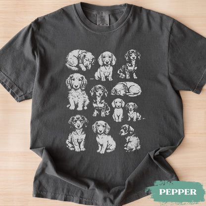 Dachshund 90s Vintage Tattoo Style Tshirt, Retro Y2k Daschund Shirt, Dog Lovers Gift,