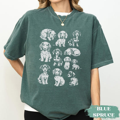 Dachshund 90s Vintage Tattoo Style Tshirt, Retro Y2k Daschund Shirt, Dog Lovers Gift,