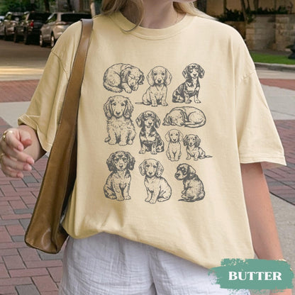 Dachshund 90s Vintage Tattoo Style Tshirt, Retro Y2k Daschund Shirt, Dog Lovers Gift,
