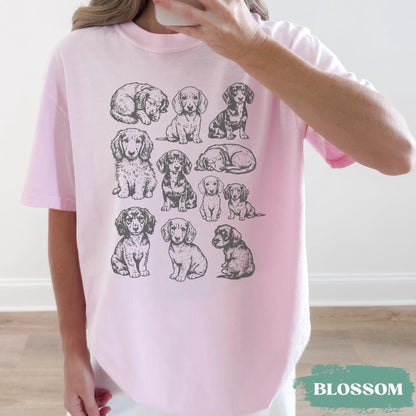 Dachshund 90s Vintage Tattoo Style Tshirt, Retro Y2k Daschund Shirt, Dog Lovers Gift,