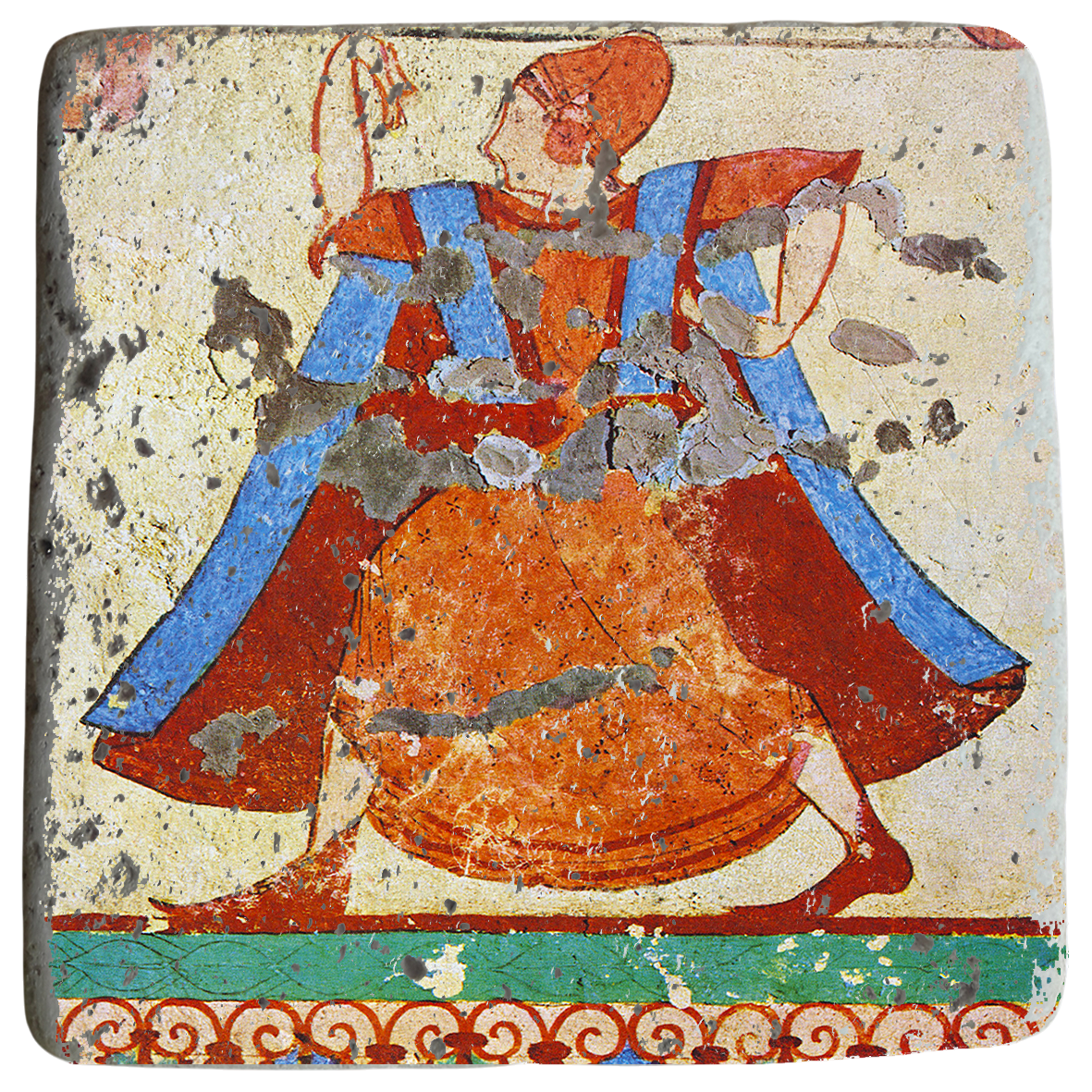 Etruscan Dancer with Tutulus Fresco on Stone