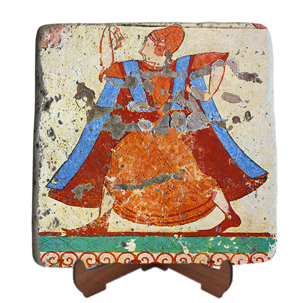 Etruscan Dancer with Tutulus Fresco on Stone