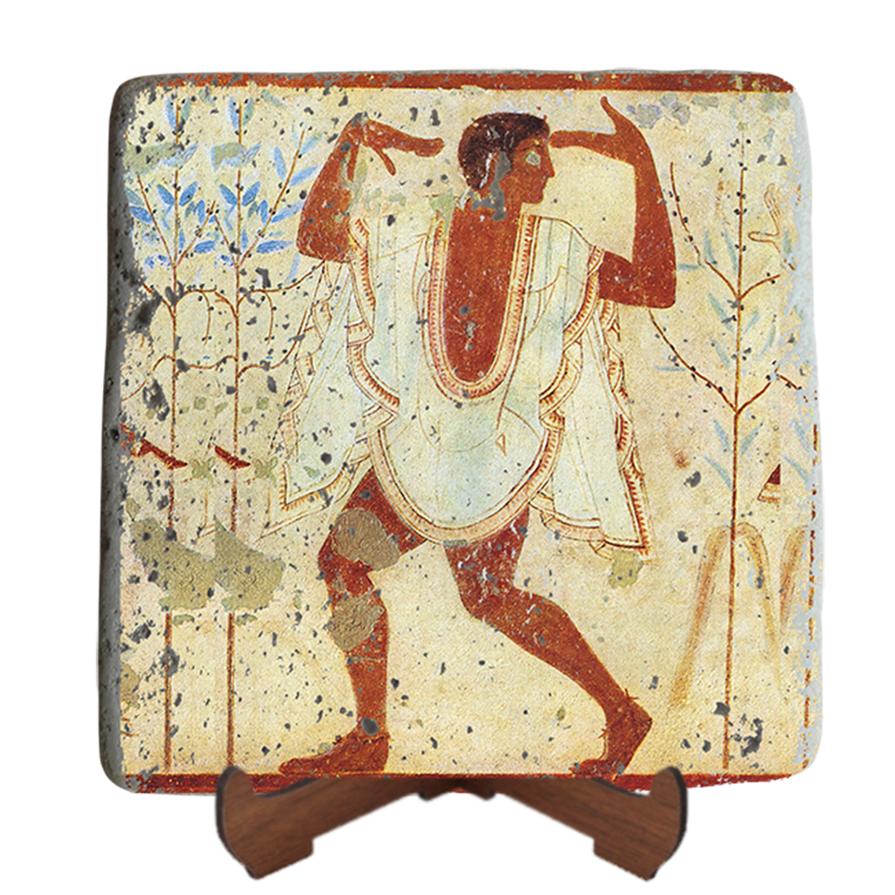 Etruscan Dancer wearing Tebenna Fresco on Stone