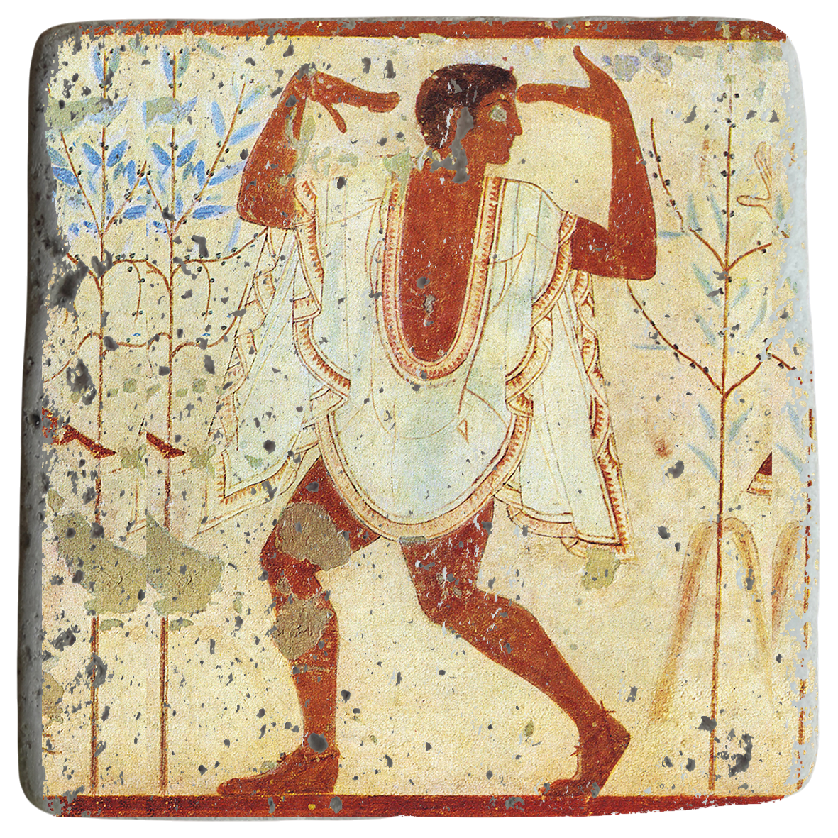 Etruscan Dancer wearing Tebenna Fresco on Stone