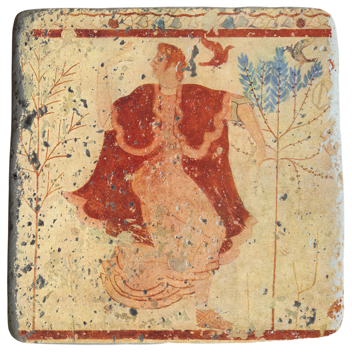 Etruscan Latin Dancer Fresco on Stone