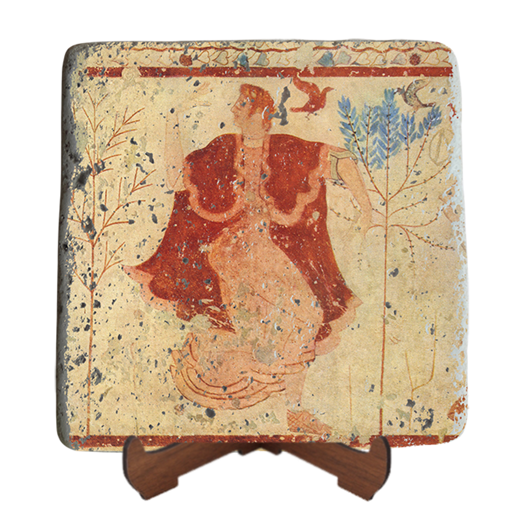 Etruscan Latin Dancer Fresco on Stone