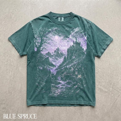 Dark Fantasy Castle Shirt, Gothic Moonlit Landscape Tee, Dark Academia Graphic T Shirt, Medieval Kingdom Comfort Colors Shirt, Friend Gift