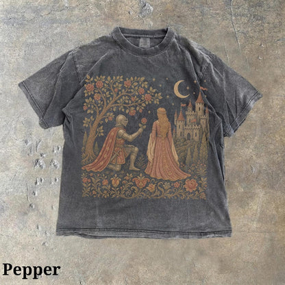 Dark Fantasy Knight Princess T-Shirt, Gothic Romance Castle Graphic Tee