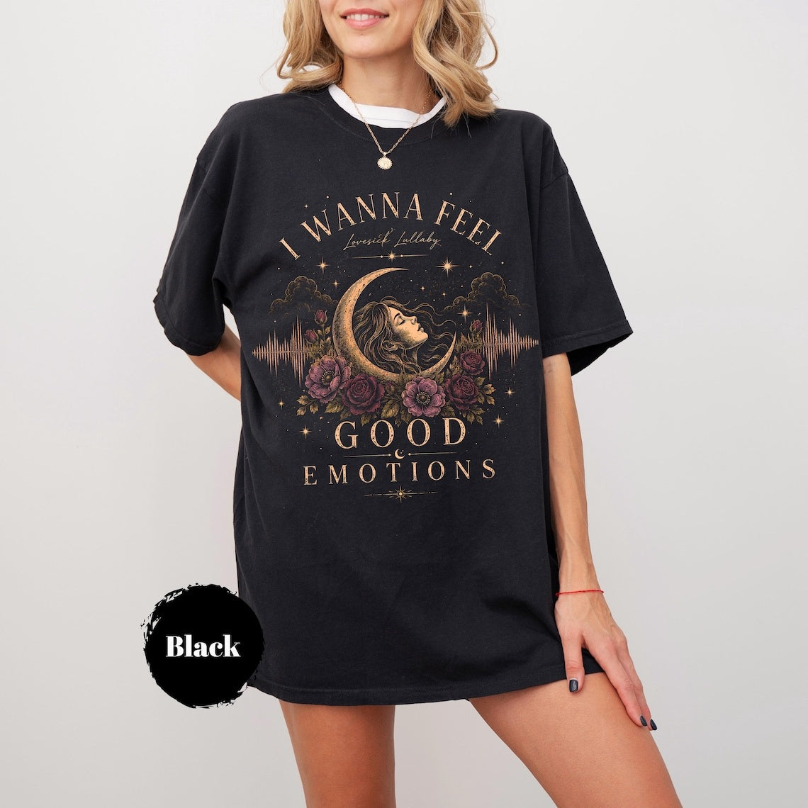 Dark Romance Shirt, Celestial Woman Graphic Tee, Moon And Roses T-Shirt, Alternative Aesthetic Shirt, Gothic Floral Gift